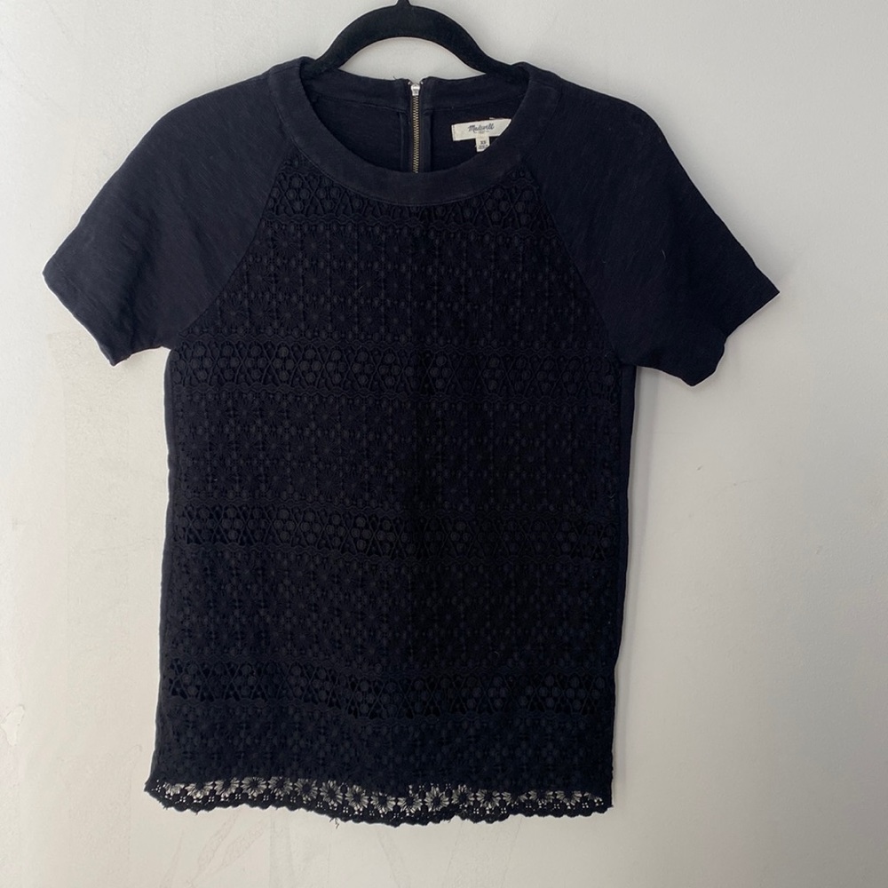 Madewell lace overlay top size XS